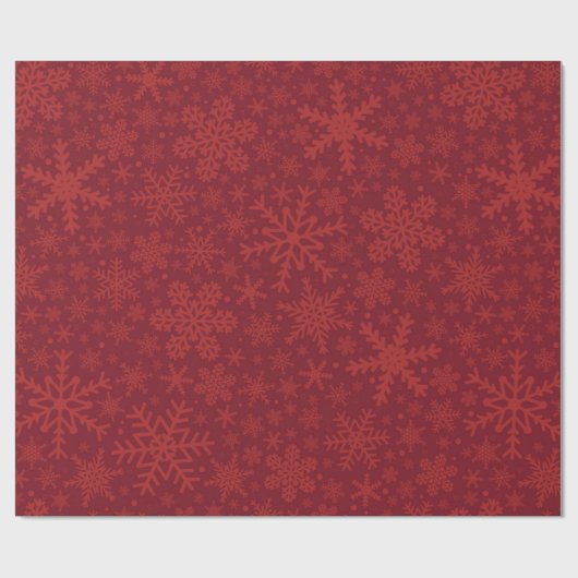 Red Maroon Snowflake Holiday Wrapping Paper Geschenkpapier (Flach)