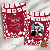 Red Maroon Talavera Mexican Graduation Fiesta Einladung