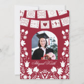 Red Maroon Talavera Mexican Graduation Fiesta Einladung (Rückseite)