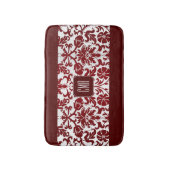 Red Maroon und White Damask Muster Badematte (Vorderseite Vertikal)