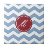 Red & Maroon Zickzack mit Monogram Tiles Fliese (Vorderseite)