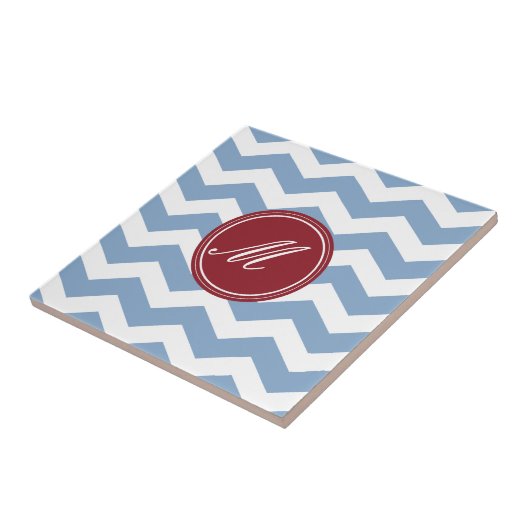 Red & Maroon Zickzack mit Monogram Tiles Fliese (Seite)