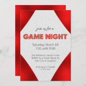 Red Marquee Sign Game Night Partys Einladung (Vorne/Hinten)