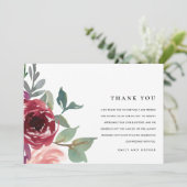 RED MARSALA BLUSH ROSE WATERCOLOR FLUSSBREITE DANKESKARTE (Stehend Vorderseite)