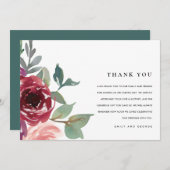 RED MARSALA BLUSH ROSE WATERCOLOR FLUSSBREITE DANKESKARTE (Vorne/Hinten)