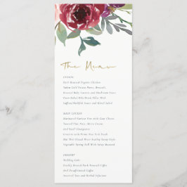 RED MARSALA BLUSH ROSE WATERCOLOR FLUSSBREITE MENÜKARTE