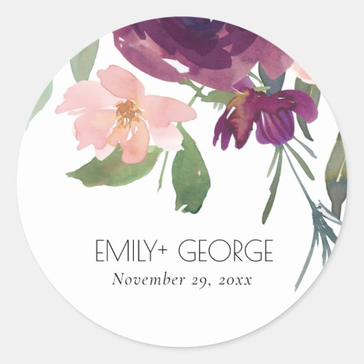 RED MARSALA BLUSH ROSE WATERCOLOR FLUSSBREITE RUNDER AUFKLEBER (Vorderseite)