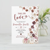 Red Marsala Herbst Wildblume Brautparty Einladung (Stehend Vorderseite)