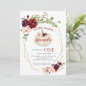 Red Marsala White Pumpkin macht einen Geburtstag  Einladung (Stehend Vorderseite)