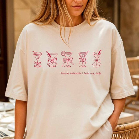 Red Martini Bachelorette Beach Cover Up oder Sleep T-Shirt