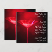 Red Martini Frauen 40. Geburtstag Party Einladung (Vorne/Hinten)