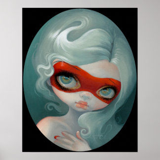 Red Mask ART DRINT Rokoko Lowbrow Art Poster