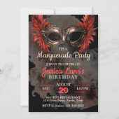 Red Mask Masquerade Party Geburtstag Einladung (Vorderseite)