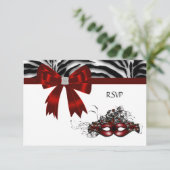 Red Mask Masquerade Party Sweet 16 UAWG RSVP Karte (Stehend Vorderseite)