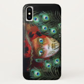 RED MASK with PEACOCK FEATHERS MASQUERADE PARTY Case-Mate iPhone Hülle (Rückseite)