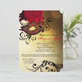 Red Masquerade Ball Maske Kostüm Halloween Teil Einladung (Stehend Vorderseite)