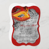 Red Masquerade Ball Maske Kostüm Halloween Teil Einladung (Vorne/Hinten)