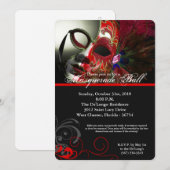 Red Masquerade Ball Maske Kostüm Halloween Teil Einladung (Vorne/Hinten)