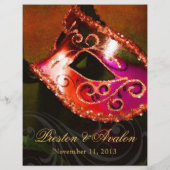 Red Masquerade Ball Wedding Menu Flyer (Rückseite)