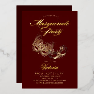 Red Masquerade Party Folieneinladung