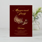 Red Masquerade Party Folieneinladung (Stehend vorne)