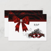 Red Masquerade Party UAWG RSVP Karte (Vorne/Hinten)