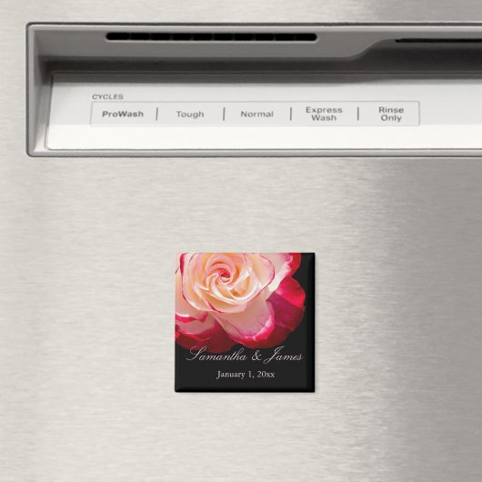 Red Mattiert White Rose Personal Wedding Magnet (In Situ (Geschirrspüler))