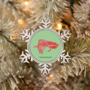 Red Matuka Streamer, Fliegenband, Fliegenfischen K Schneeflocken Zinn-Ornament