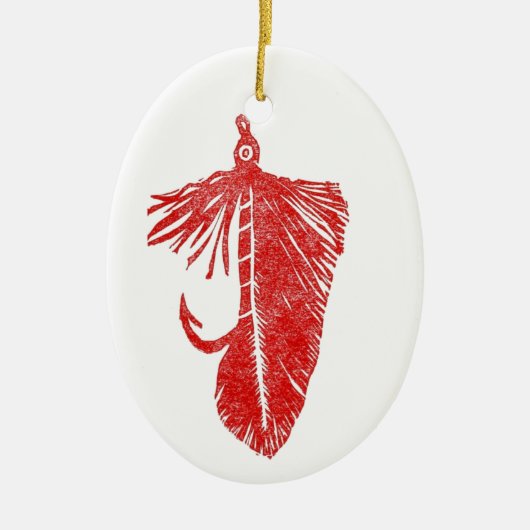 Red "Matuka" streamer" Weihnachtsschmuck (Vorne)