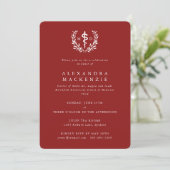 Red MD Asclepius + Laurel Wreath Abschluss Einladung (Stehend Vorderseite)