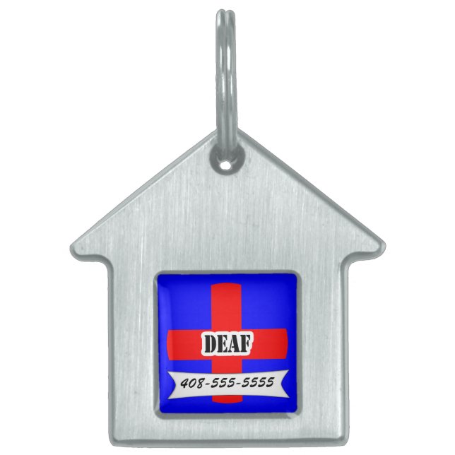 Red Median Alert Deaf Pet Name Template Pet Tiermarke (Vorderseite)
