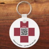 *~* Red Medical Alert ICE QR AP38 Cross  Schlüsselanhänger (Vorderseite)
