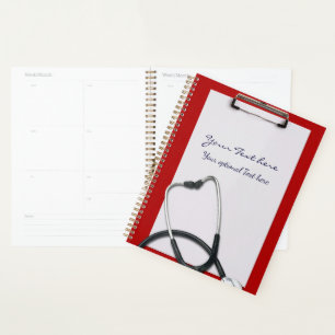 Red Medical Clipboard mit Stethoscope Planer