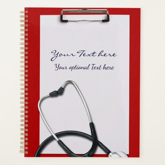 Red Medical Clipboard mit Stethoscope Planer (Vorderseite)
