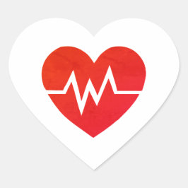 Red Medical EKG Heart Stickers