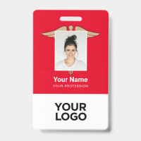 Red Medical Employee Doctor Nurse Foto Name ID
