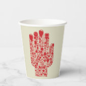 Red Medical Hand Symbol Healthcare Pappbecher (Vorderseite)