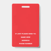 Red Medical Operating Room Nurse Foto ID Ausweis (Rückseite)