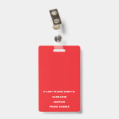 Red Medical Operating Room Nurse Foto ID Ausweis (Rückseite mit Clip)