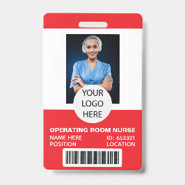 Red Medical Operating Room Nurse Foto ID Ausweis