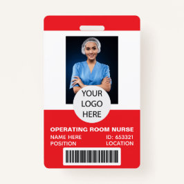 Red Medical Operating Room Nurse Foto ID Ausweis