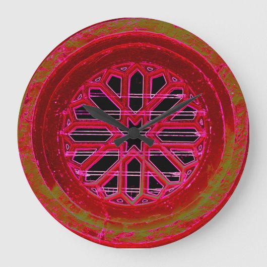 red medieval window clock große wanduhr (Vorderseite)