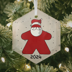 Red Meeple Santa Custom Year Family Board Spiel Ornament Aus Glas