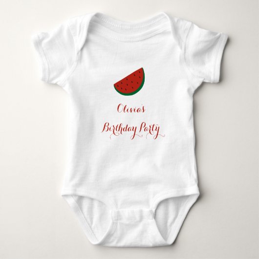Red Melon Watermelon Summer Birthday Party Baby Strampler (Vorderseite)