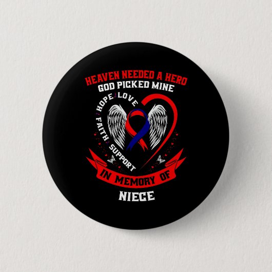 Red Memorial Geschenke Verlust Nichte Herzkrankhei Button (Vorderseite)