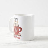 Red Meowy Christmas Cat Holiday Coffee Mug Kaffeetasse (Vorderseite Links)