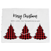 Red MerChristmas Buffalo Karo Custom Große Geschenktüte (Vorderseite)