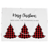 Red MerChristmas Buffalo Karo Custom Große Geschenktüte (Rückseite)