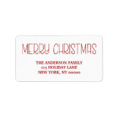 RED Mercury Christmas Simple Hand Letters Script Adressaufkleber (Vorne)