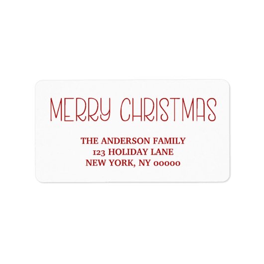 RED Mercury Christmas Simple Hand Letters Script Adressaufkleber (Vorne)
